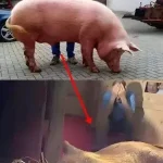 The pregnant sow went into labor with a high fever, and they feared she might not survive.